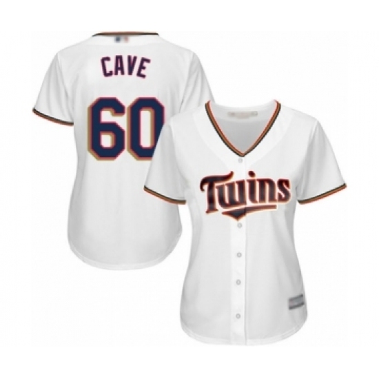 Women's Minnesota Twins #60 Jake Cave Authentic White Home Cool Base Baseball Player Jersey Women's Minnesota Twins #60 Jake Cave Authentic White Home Cool Base Baseball Player Jersey