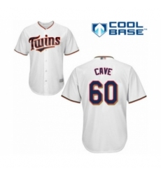 Youth Minnesota Twins #60 Jake Cave Authentic White Home Cool Base Baseball Player Jersey