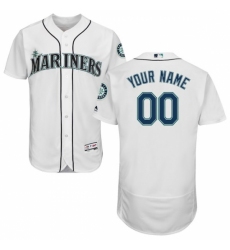 Men's Seattle Mariners Majestic Home White Flex Base Authentic Collection Custom Jersey