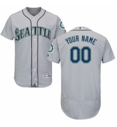 Men's Seattle Mariners Majestic Road Gray Flex Base Authentic Collection Custom Jersey