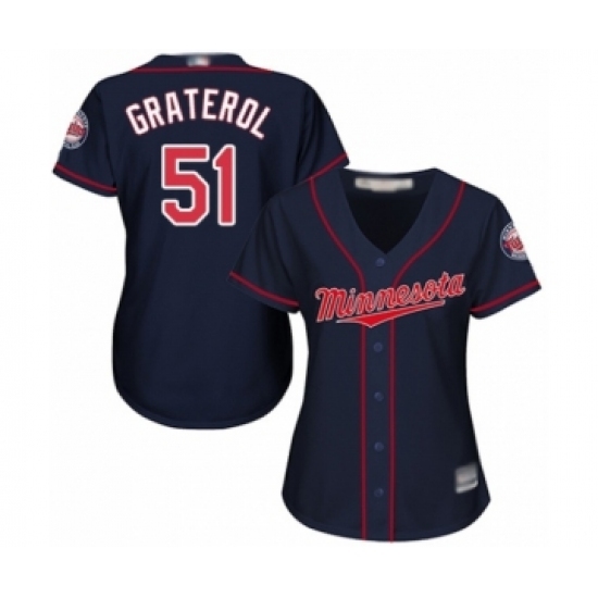 Women's Minnesota Twins #51 Brusdar Graterol Authentic Navy Blue Alternate Road Cool Base Baseball Player Jersey Women's Minnesota Twins #51 Brusdar Graterol Authentic Navy Blue Alternate Road Cool Base Baseball Player Jersey