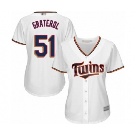 Women's Minnesota Twins #51 Brusdar Graterol Authentic White Home Cool Base Baseball Player Jersey Women's Minnesota Twins #51 Brusdar Graterol Authentic White Home Cool Base Baseball Player Jersey