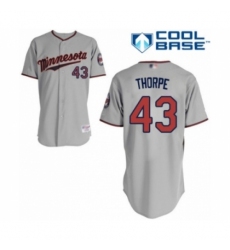 Men's Minnesota Twins #43 Lewis Thorpe Authentic Grey Road Cool Base Baseball Player Jersey