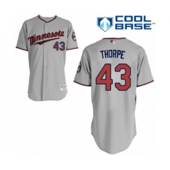 Men's Minnesota Twins #43 Lewis Thorpe Authentic Grey Road Cool Base Baseball Player Jersey Men's Minnesota Twins #43 Lewis Thorpe Authentic Grey Road Cool Base Baseball Player Jersey