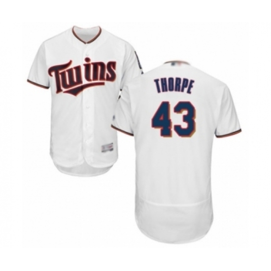 Men's Minnesota Twins #43 Lewis Thorpe White Home Flex Base Authentic Collection Baseball Player Jersey Men's Minnesota Twins #43 Lewis Thorpe White Home Flex Base Authentic Collection Baseball Player Jersey