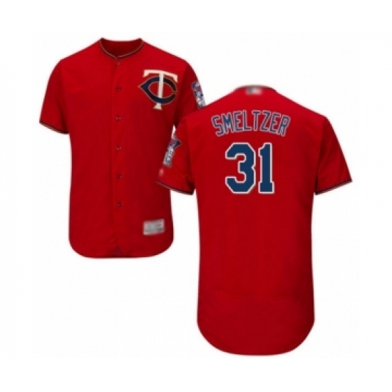 Men's Minnesota Twins #31 Devin Smeltzer Authentic Scarlet Alternate Flex Base Authentic Collection Baseball Player Jersey Men's Minnesota Twins #31 Devin Smeltzer Authentic Scarlet Alternate Flex Base Authentic Collection Baseball Player Jersey