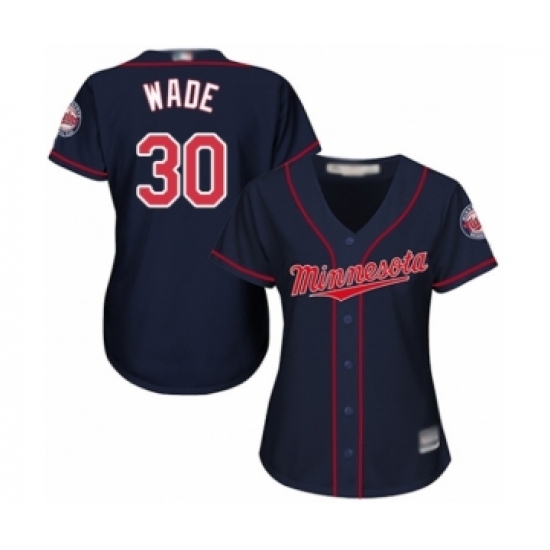 Women's Minnesota Twins #30 LaMonte Wade Authentic Navy Blue Alternate Road Cool Base Baseball Player Jersey Women's Minnesota Twins #30 LaMonte Wade Authentic Navy Blue Alternate Road Cool Base Baseball Player Jersey