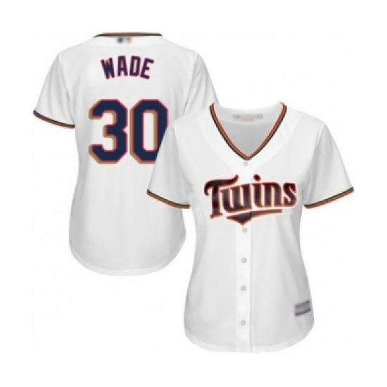 Women's Minnesota Twins #30 LaMonte Wade Authentic White Home Cool Base Baseball Player Jersey Women's Minnesota Twins #30 LaMonte Wade Authentic White Home Cool Base Baseball Player Jersey