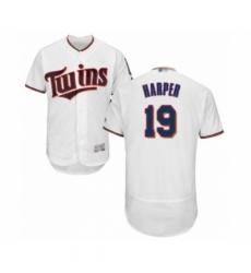 Men's Minnesota Twins #19 Ryne Harper White Home Flex Base Authentic Collection Baseball Player Jersey Men's Minnesota Twins #19 Ryne Harper White Home Flex Base Authentic Collection Baseball Player Jersey