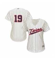 Women's Minnesota Twins #19 Ryne Harper Authentic Cream Alternate Cool Base Baseball Player Jersey