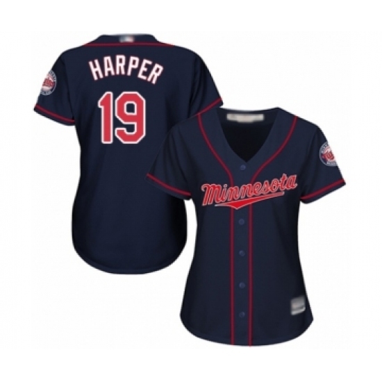 Women's Minnesota Twins #19 Ryne Harper Authentic Navy Blue Alternate Road Cool Base Baseball Player Jersey Women's Minnesota Twins #19 Ryne Harper Authentic Navy Blue Alternate Road Cool Base Baseball Player Jersey