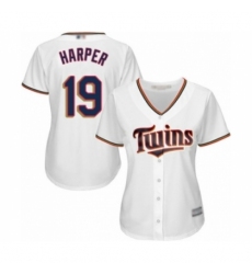 Women's Minnesota Twins #19 Ryne Harper Authentic White Home Cool Base Baseball Player Jersey