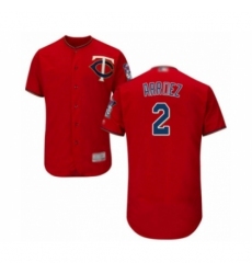 Men's Minnesota Twins #2 Luis Arraez Authentic Scarlet Alternate Flex Base Authentic Collection Baseball Player Jersey