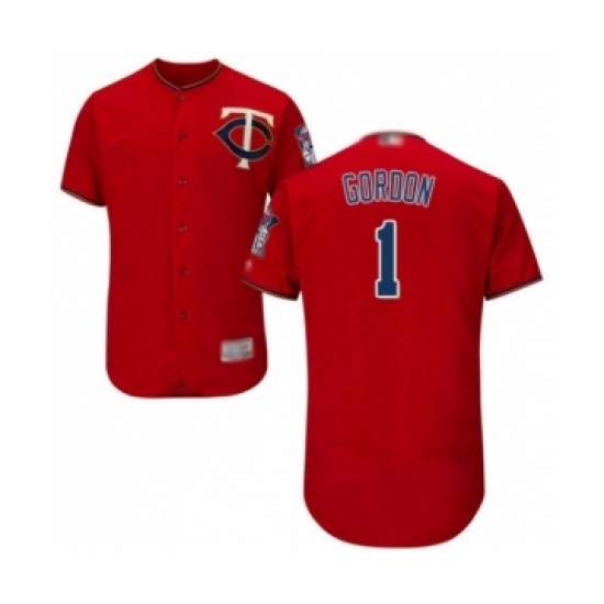 Men's Minnesota Twins #1 Nick Gordon Authentic Scarlet Alternate Flex Base Authentic Collection Baseball Player Jersey Men's Minnesota Twins #1 Nick Gordon Authentic Scarlet Alternate Flex Base Authentic Collection Baseball Player Jersey