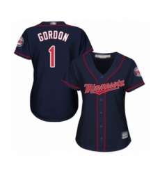 Women's Minnesota Twins #1 Nick Gordon Authentic Navy Blue Alternate Road Cool Base Baseball Player Jersey