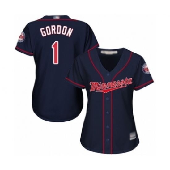 Women's Minnesota Twins #1 Nick Gordon Authentic Navy Blue Alternate Road Cool Base Baseball Player Jersey Women's Minnesota Twins #1 Nick Gordon Authentic Navy Blue Alternate Road Cool Base Baseball Player Jersey