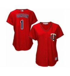 Women's Minnesota Twins #1 Nick Gordon Authentic Scarlet Alternate Cool Base Baseball Player Jersey