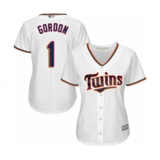 Women's Minnesota Twins #1 Nick Gordon Authentic White Home Cool Base Baseball Player Jersey Women's Minnesota Twins #1 Nick Gordon Authentic White Home Cool Base Baseball Player Jersey