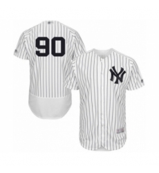 Men's New York Yankees #90 Thairo Estrada White Home Flex Base Authentic Collection Baseball Player Jersey