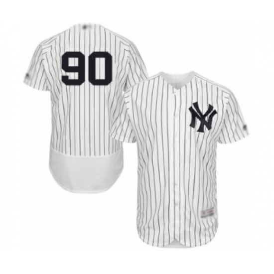 Men's New York Yankees #90 Thairo Estrada White Home Flex Base Authentic Collection Baseball Player Jersey Men's New York Yankees #90 Thairo Estrada White Home Flex Base Authentic Collection Baseball Player Jersey