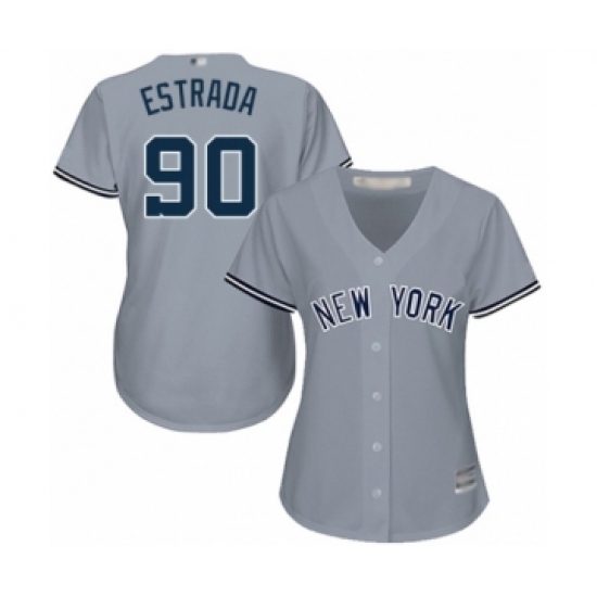 Women's New York Yankees #90 Thairo Estrada Authentic Grey Road Baseball Player Jersey Women's New York Yankees #90 Thairo Estrada Authentic Grey Road Baseball Player Jersey