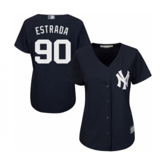 Women's New York Yankees #90 Thairo Estrada Authentic Navy Blue Alternate Baseball Player Jersey Women's New York Yankees #90 Thairo Estrada Authentic Navy Blue Alternate Baseball Player Jersey