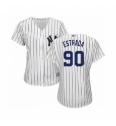 Women's New York Yankees #90 Thairo Estrada Authentic White Home Baseball Player Jersey Women's New York Yankees #90 Thairo Estrada Authentic White Home Baseball Player Jersey
