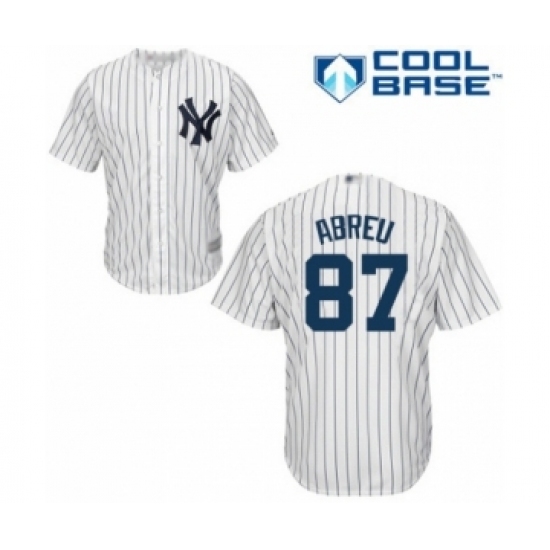 Youth New York Yankees #87 Albert Abreu Authentic White Home Baseball Player Jersey Youth New York Yankees #87 Albert Abreu Authentic White Home Baseball Player Jersey