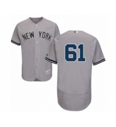Men's New York Yankees #61 Ben Heller Grey Road Flex Base Authentic Collection Baseball Player Jersey
