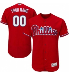 Men's Philadelphia Phillies Majestic Alternate Scarlet Flex Base Authentic Collection Custom Jersey