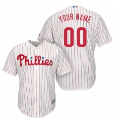 Men's Philadelphia Phillies Majestic White/Red Home Cool Base Custom Jersey