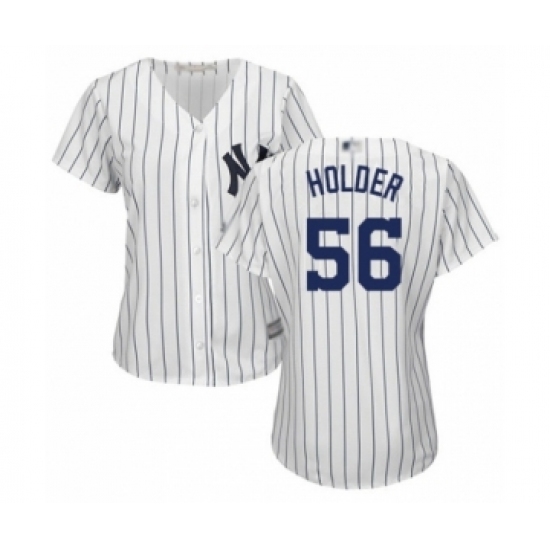 Women's New York Yankees #56 Jonathan Holder Authentic White Home Baseball Player Jersey Women's New York Yankees #56 Jonathan Holder Authentic White Home Baseball Player Jersey