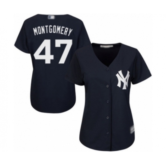 Women's New York Yankees #47 Jordan Montgomery Authentic Navy Blue Alternate Baseball Player Jersey Women's New York Yankees #47 Jordan Montgomery Authentic Navy Blue Alternate Baseball Player Jersey