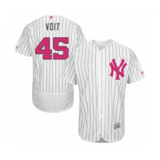 Men's New York Yankees #45 Luke Voit Authentic White 2016 Mother's Day Fashion Flex Base Baseball Player Jersey Men's New York Yankees #45 Luke Voit Authentic White 2016 Mother's Day Fashion Flex Base Baseball Player Jersey