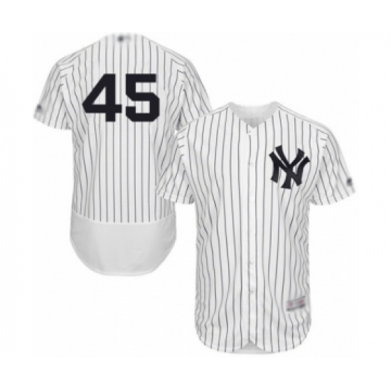 Men's New York Yankees #45 Luke Voit White Home Flex Base Authentic Collection Baseball Player Jersey Men's New York Yankees #45 Luke Voit White Home Flex Base Authentic Collection Baseball Player Jersey