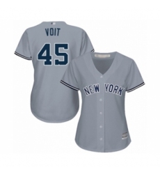 Women's New York Yankees #45 Luke Voit Authentic Grey Road Baseball Player Jersey Women's New York Yankees #45 Luke Voit Authentic Grey Road Baseball Player Jersey