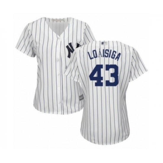 Women's New York Yankees #43 Jonathan Loaisiga Authentic White Home Baseball Player Jersey Women's New York Yankees #43 Jonathan Loaisiga Authentic White Home Baseball Player Jersey