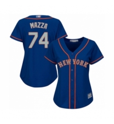 Women's New York Mets #74 Chris Mazza Replica Royal Blue Alternate Road Cool Base Baseball Player Jersey
