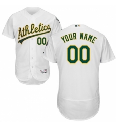 Men's Oakland Athletics Majestic Home White Flex Base Authentic Collection Custom Jersey