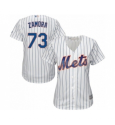 Women's New York Mets #73 Daniel Zamora Authentic White Home Cool Base Baseball Player Jersey