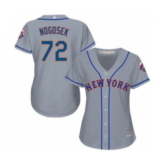 Women's New York Mets #72 Stephen Nogosek Authentic Grey Road Cool Base Baseball Player Jersey Women's New York Mets #72 Stephen Nogosek Authentic Grey Road Cool Base Baseball Player Jersey