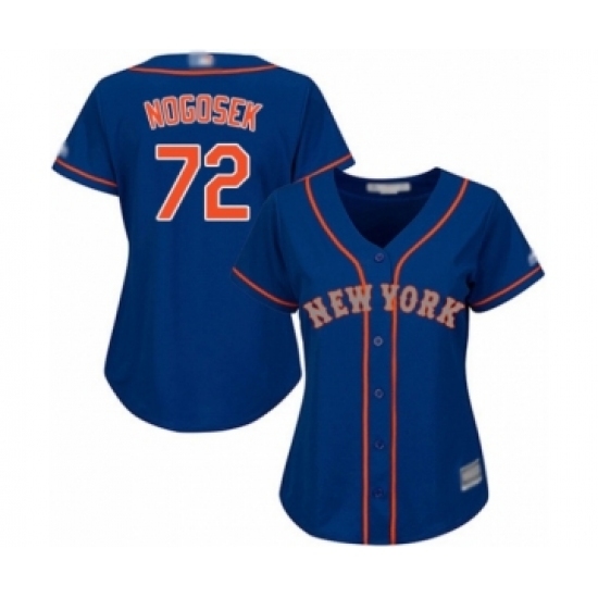 Women's New York Mets #72 Stephen Nogosek Authentic Royal Blue Alternate Road Cool Base Baseball Player Jersey Women's New York Mets #72 Stephen Nogosek Authentic Royal Blue Alternate Road Cool Base Baseball Player Jersey