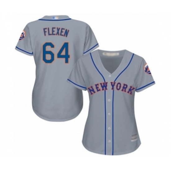Women's New York Mets #64 Chris Flexen Authentic Grey Road Cool Base Baseball Player Jersey Women's New York Mets #64 Chris Flexen Authentic Grey Road Cool Base Baseball Player Jersey