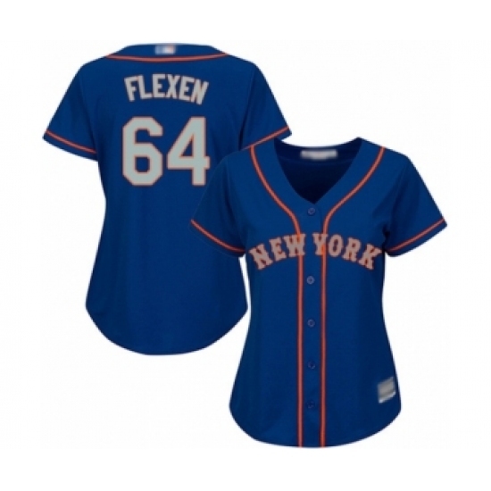 Women's New York Mets #64 Chris Flexen Replica Royal Blue Alternate Road Cool Base Baseball Player Jersey Women's New York Mets #64 Chris Flexen Replica Royal Blue Alternate Road Cool Base Baseball Player Jersey