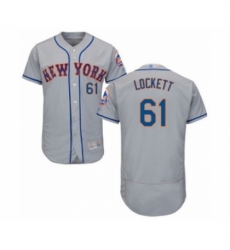 Men's New York Mets #61 Walker Lockett Grey Road Flex Base Authentic Collection Baseball Player Jersey