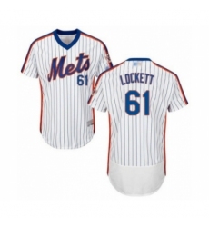 Men's New York Mets #61 Walker Lockett White Alternate Flex Base Authentic Collection Baseball Player Jersey