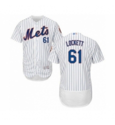 Men's New York Mets #61 Walker Lockett White Home Flex Base Authentic Collection Baseball Player Jersey