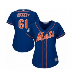 Women's New York Mets #61 Walker Lockett Authentic Royal Blue Alternate Home Cool Base Baseball Player Jersey
