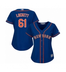 Women's New York Mets #61 Walker Lockett Authentic Royal Blue Alternate Road Cool Base Baseball Player Jersey