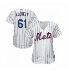 Women's New York Mets #61 Walker Lockett Authentic White Home Cool Base Baseball Player Jersey